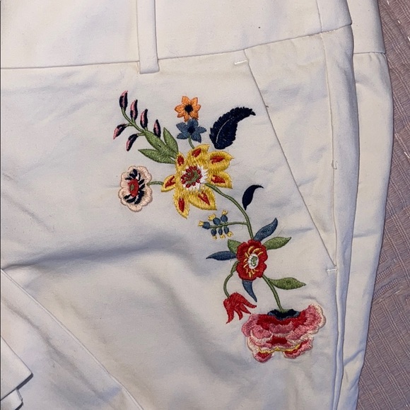 COPY - LOFT straight leg floral embroidered khakis. - Picture 2 of 3